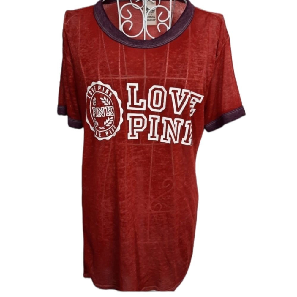 VS PINK Red Graphic Tissue Tee SZ Small